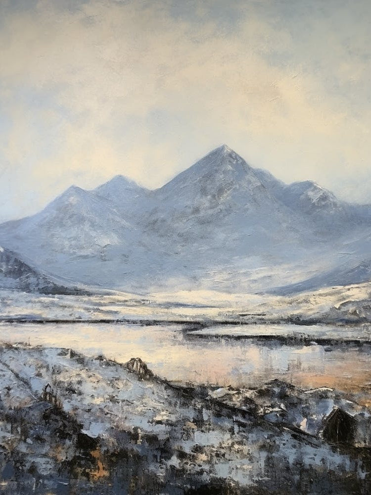Vintage Winter Painting Snowdonia National Park United Kingdom 3