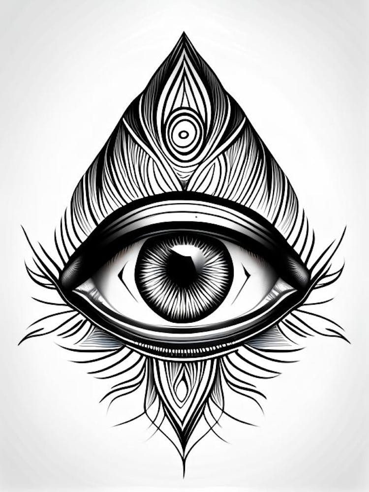 Clarity, Symbol, Third Eye Simple Black & White Illustration 2