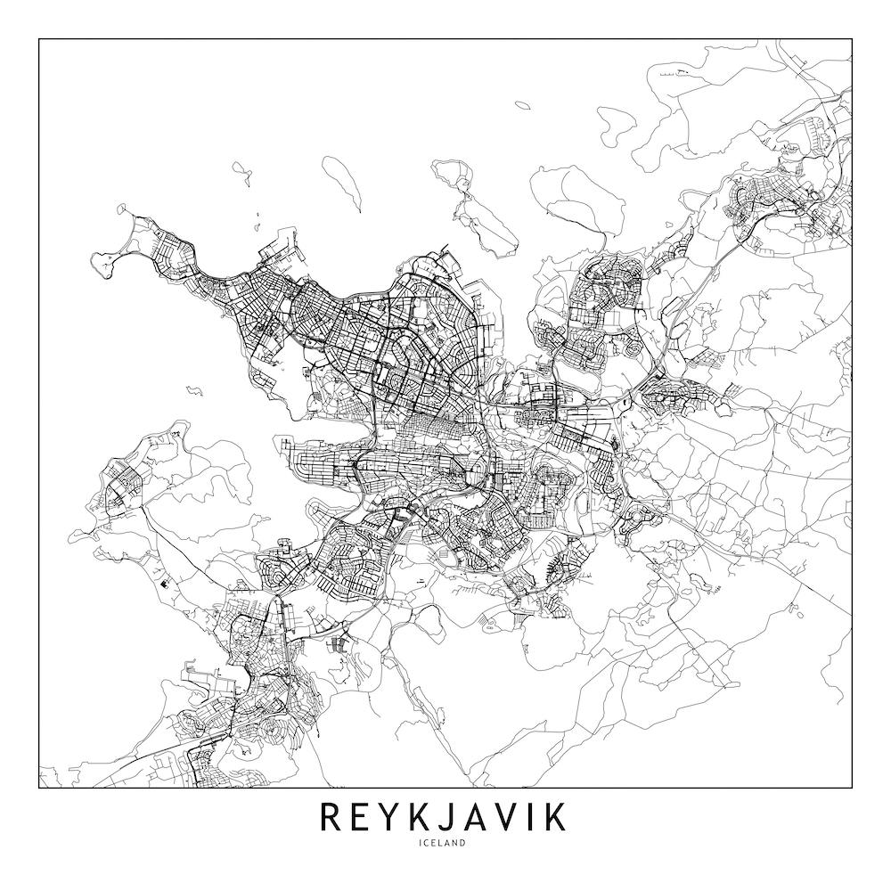 Reykjavik White Map Square