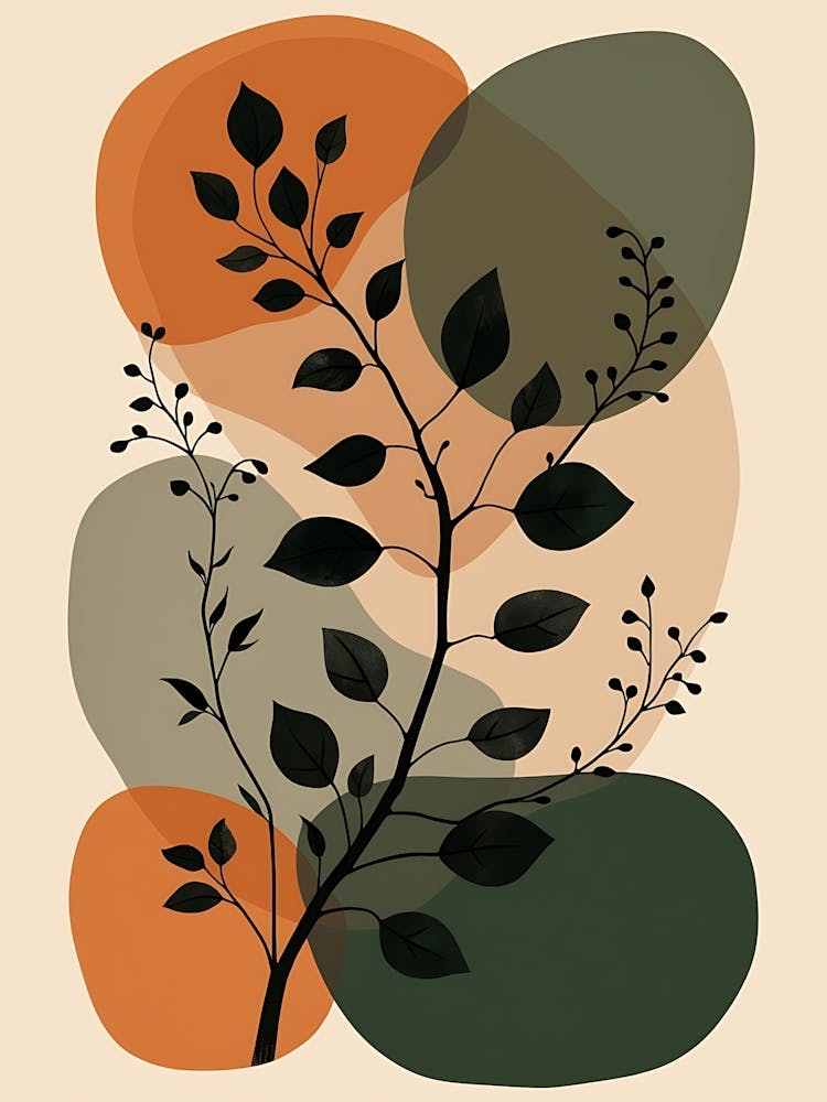 Minimal Floral Linework with Faded Pastel Accents