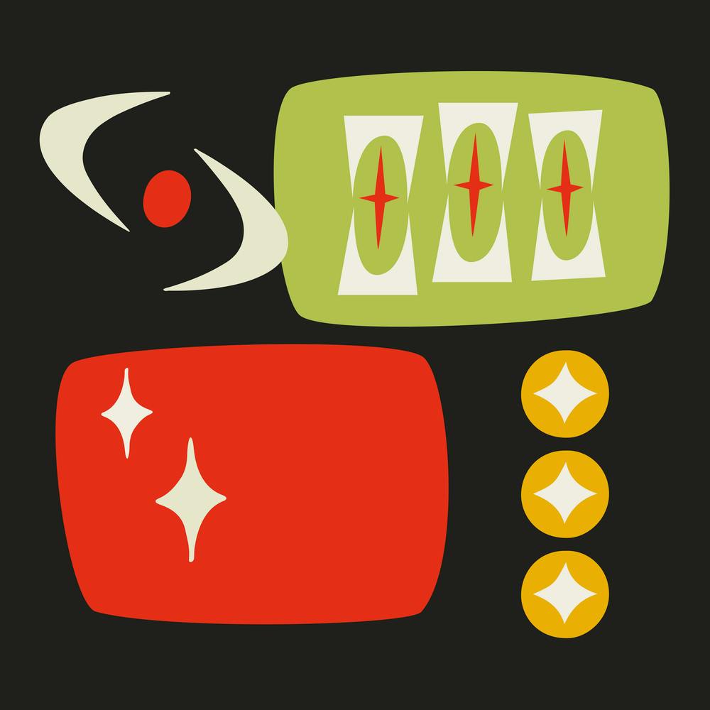 Atomic Age MCM Abstract Black, Red, and Green