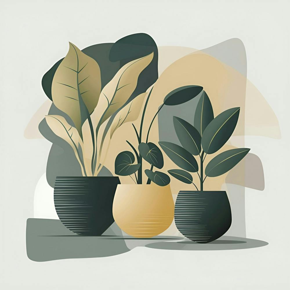 Three Potted Plants