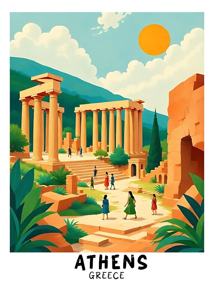 Athens Greece Vintage Travel Poster 9
