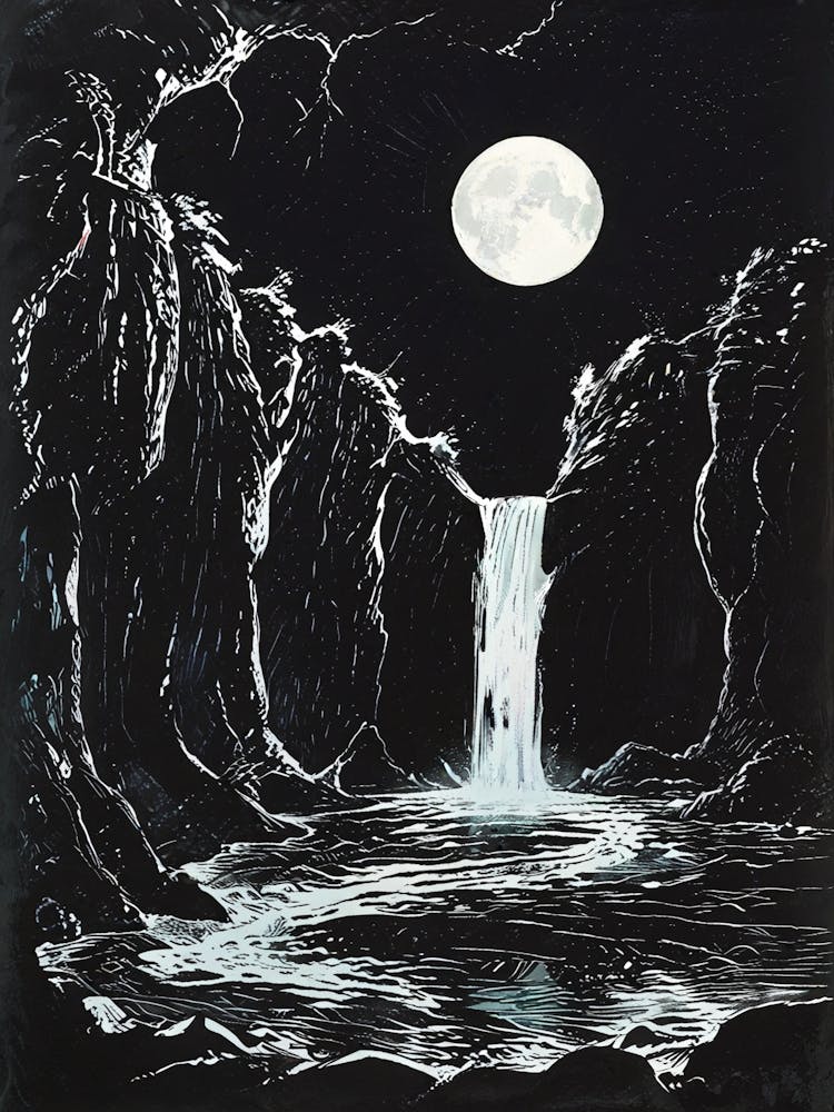 Waterfall In The Dark