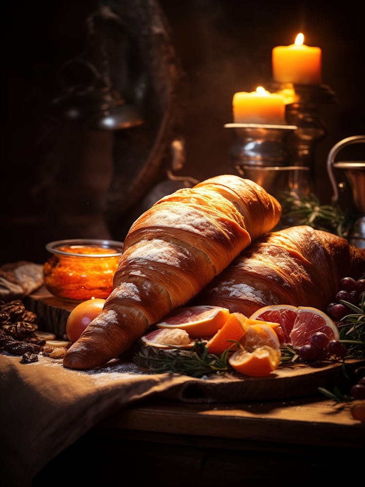 Christmas With Croissants And Fruit