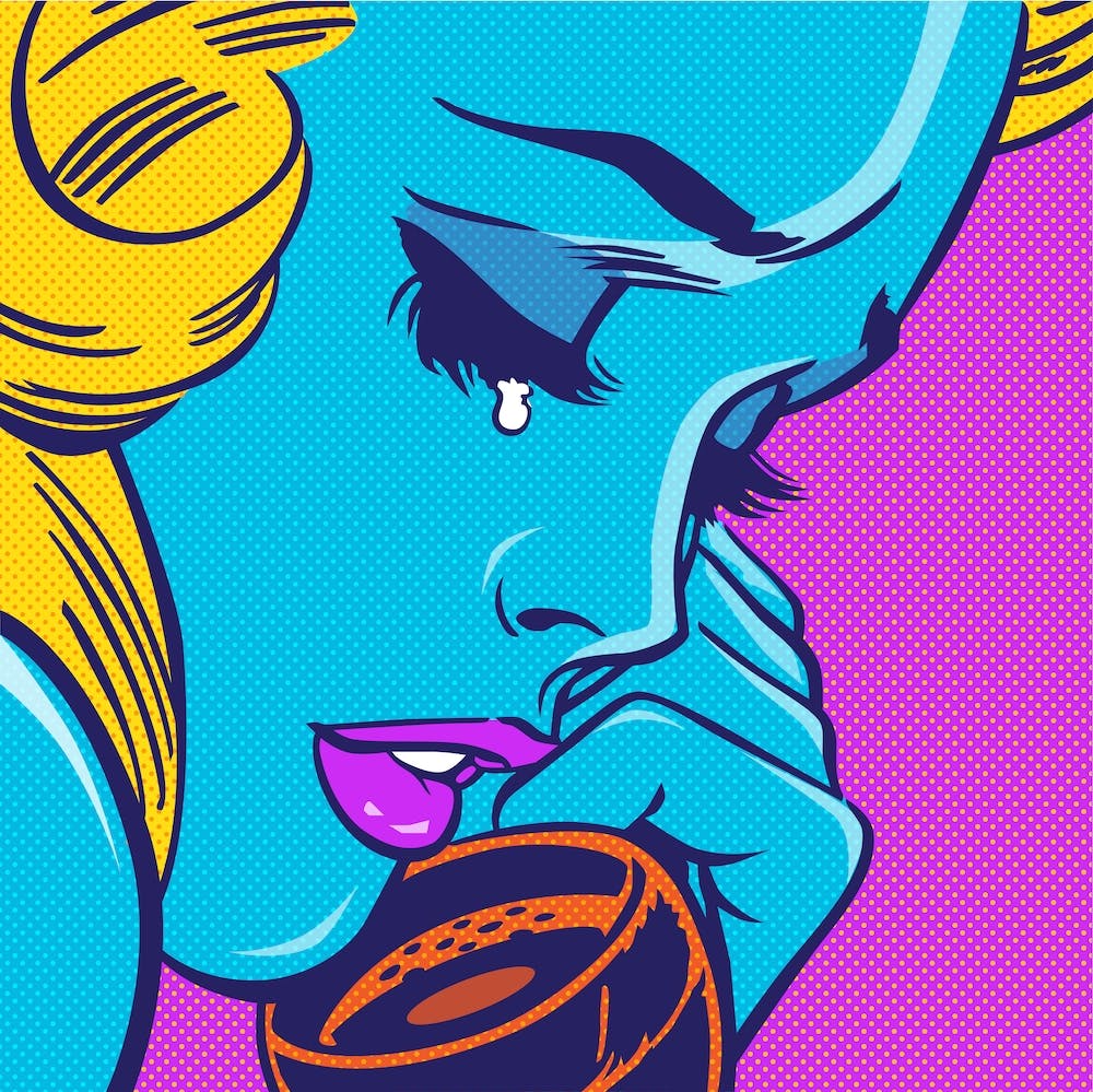 GIRL TALKING BLUE | HQ Vector version  | POP ART WORLD 2023 | www.popart.world