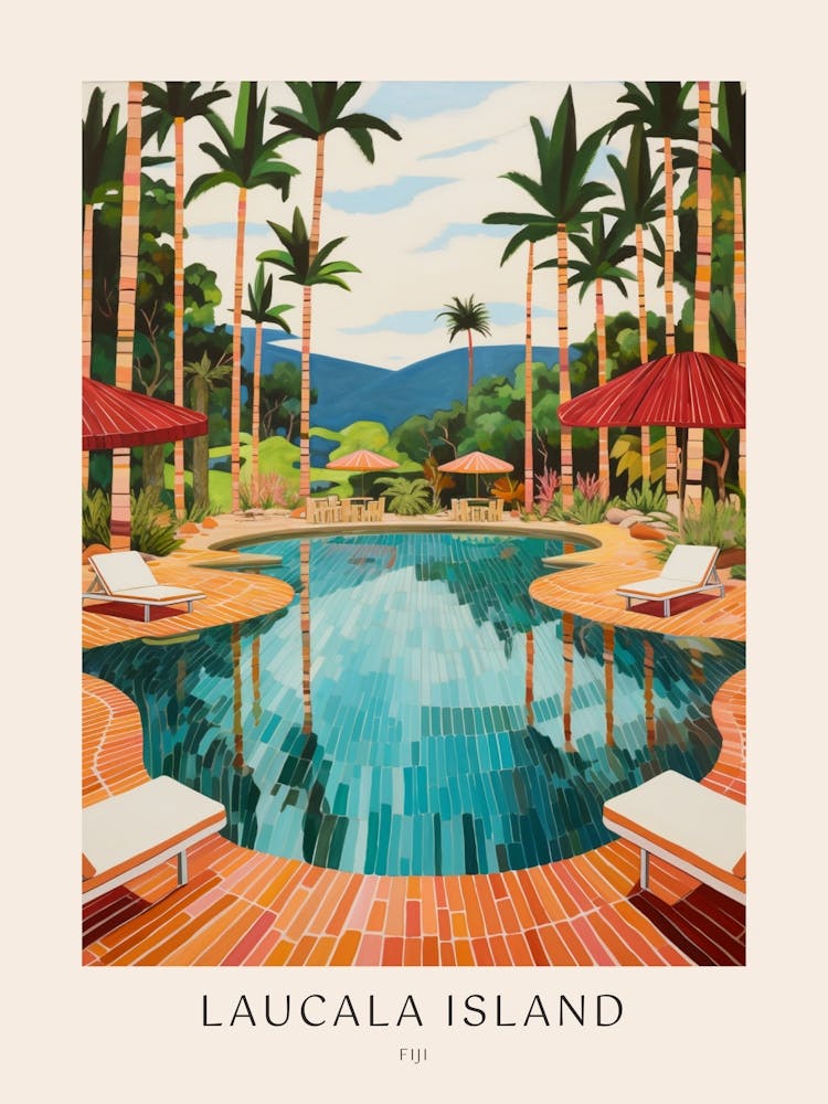 Laucala Island, Fiji 3 Midcentury Modern Pool Poster