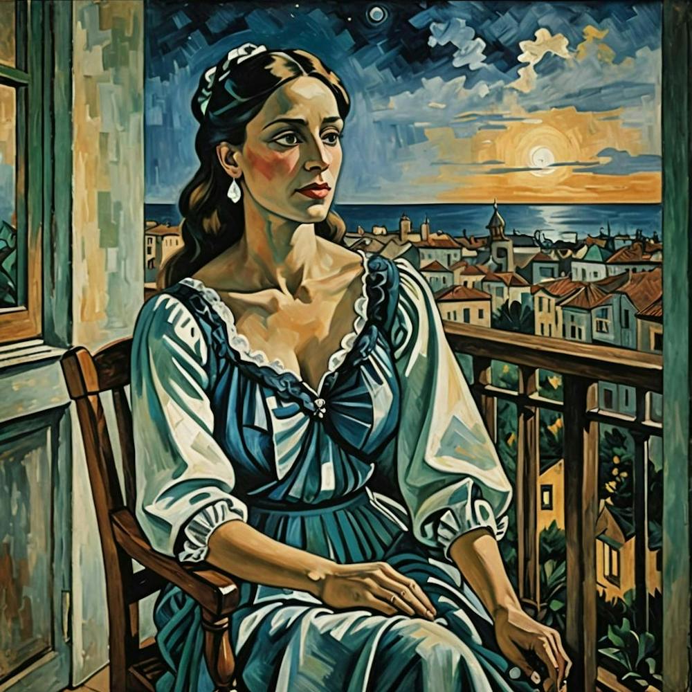 Woman On A Balcony