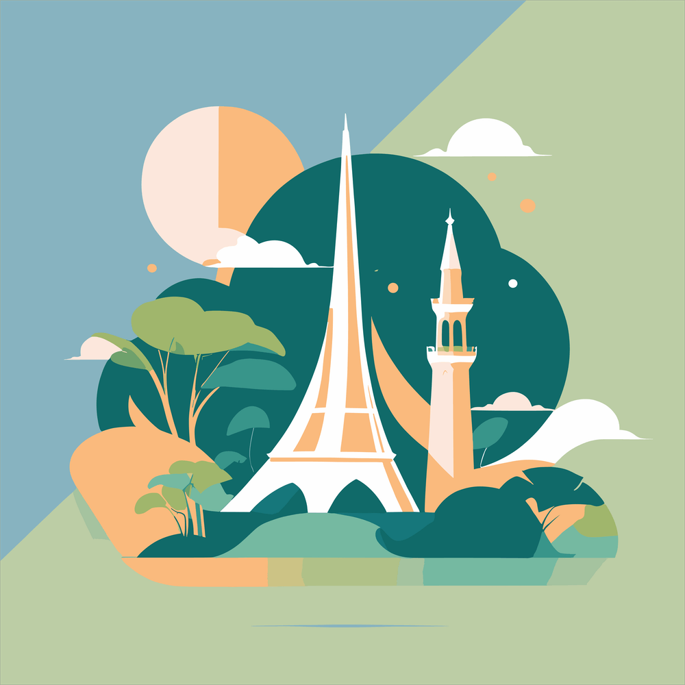 Flat Illustration Of Eiffel Tower
