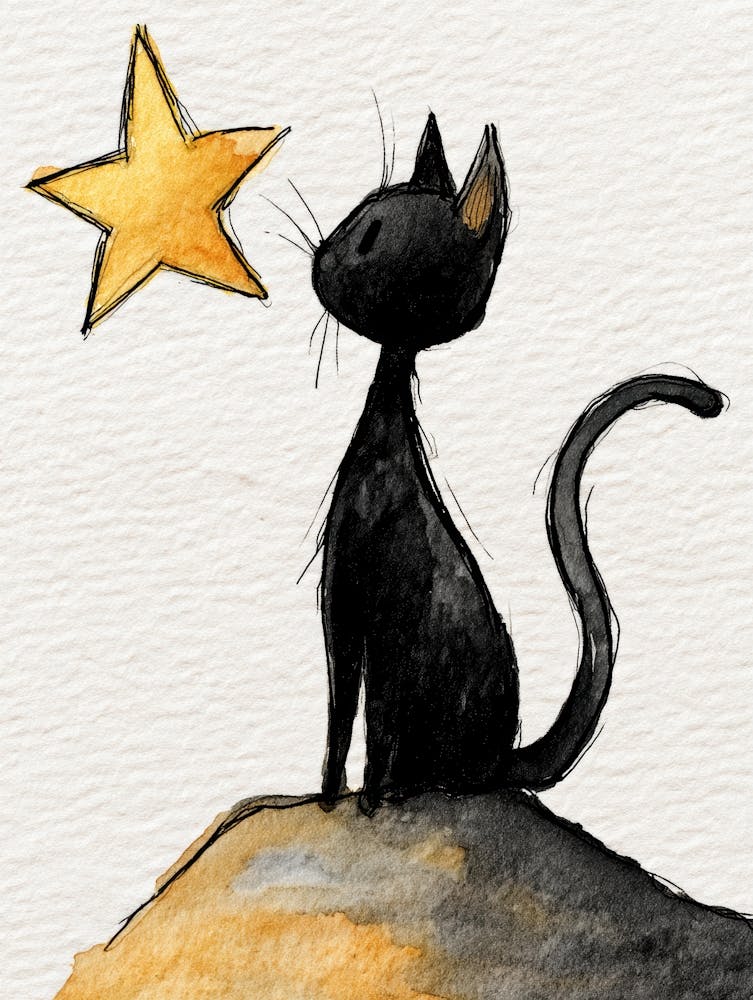 Black Cat With Star