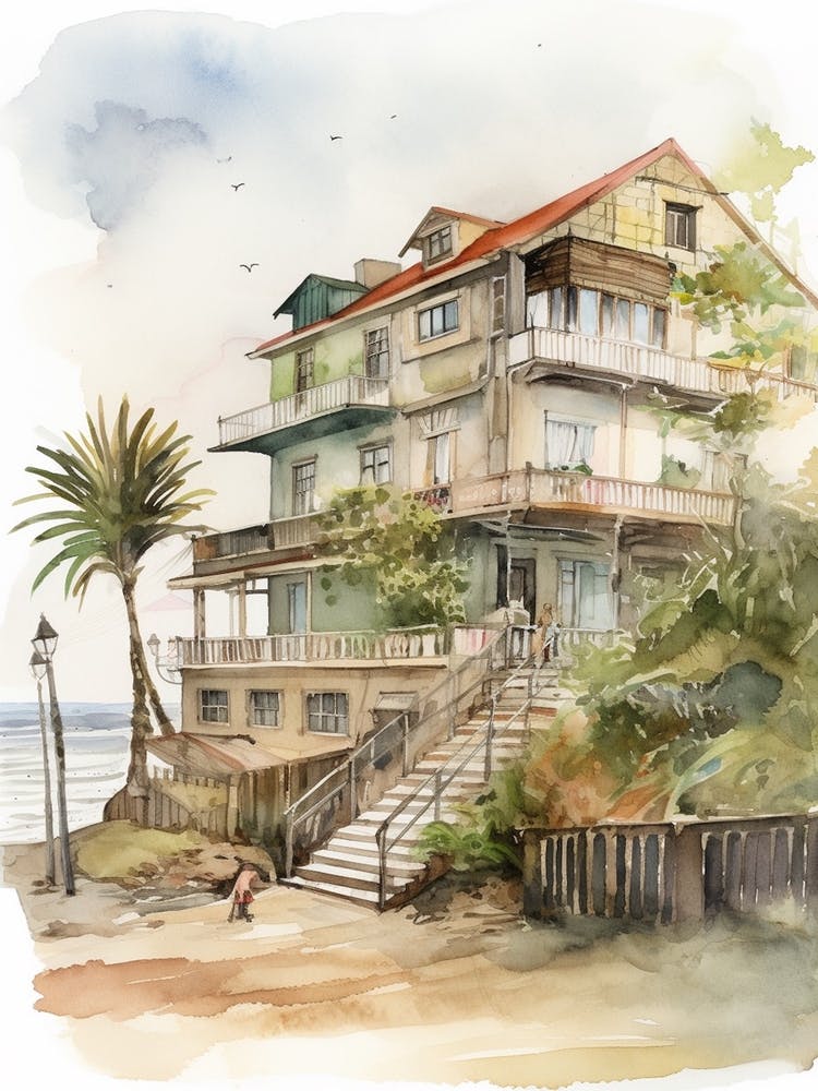 Punta Carretas Montevideo Neighborhood, Watercolour 4