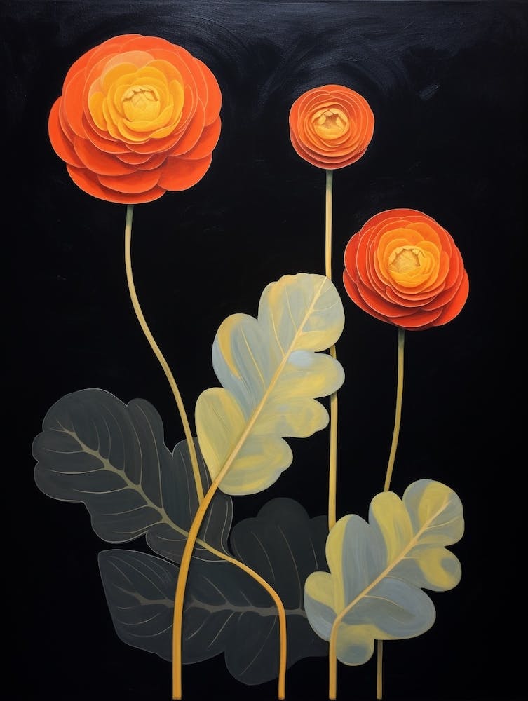 Ranunculus 2 Hilma Af Klint Inspired Flower Illustration