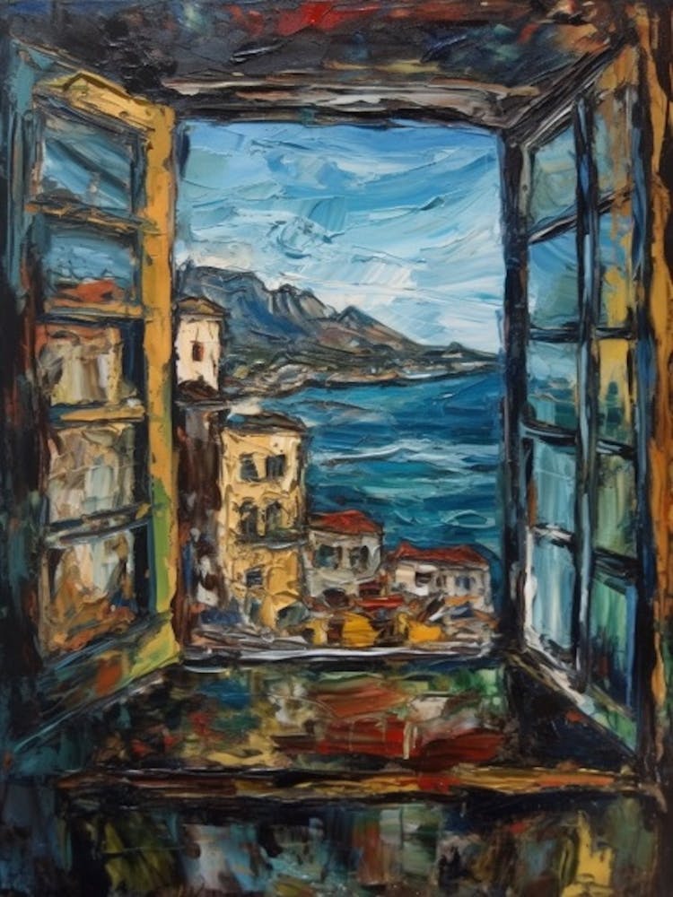 Window View Of Cape Town In The Style Of Expressionism 4