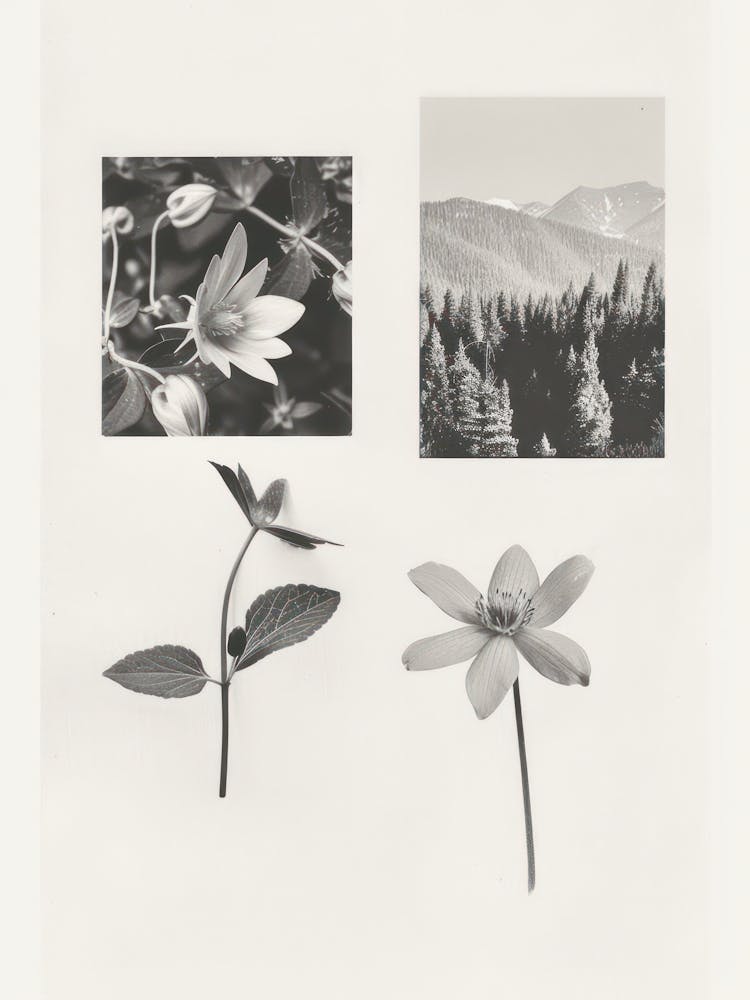 Columbine Flower Photo Collage 4