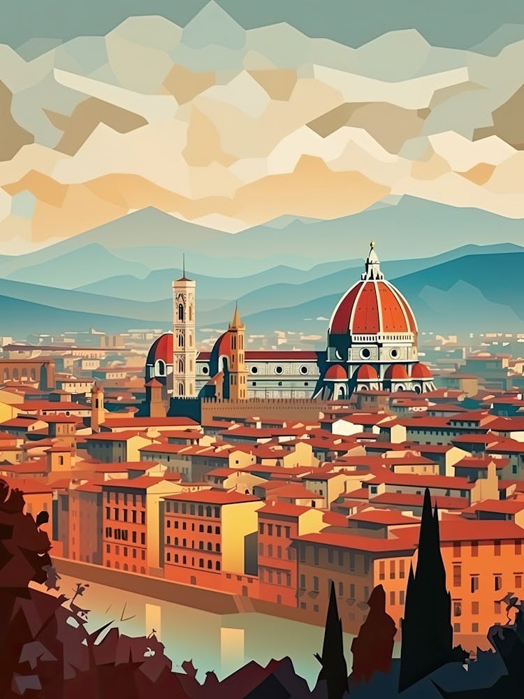 Florence, Italie, Illustration Géométrique 2