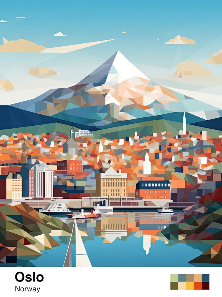 Oslo, Norway, Geometric Illustration 1 Poster