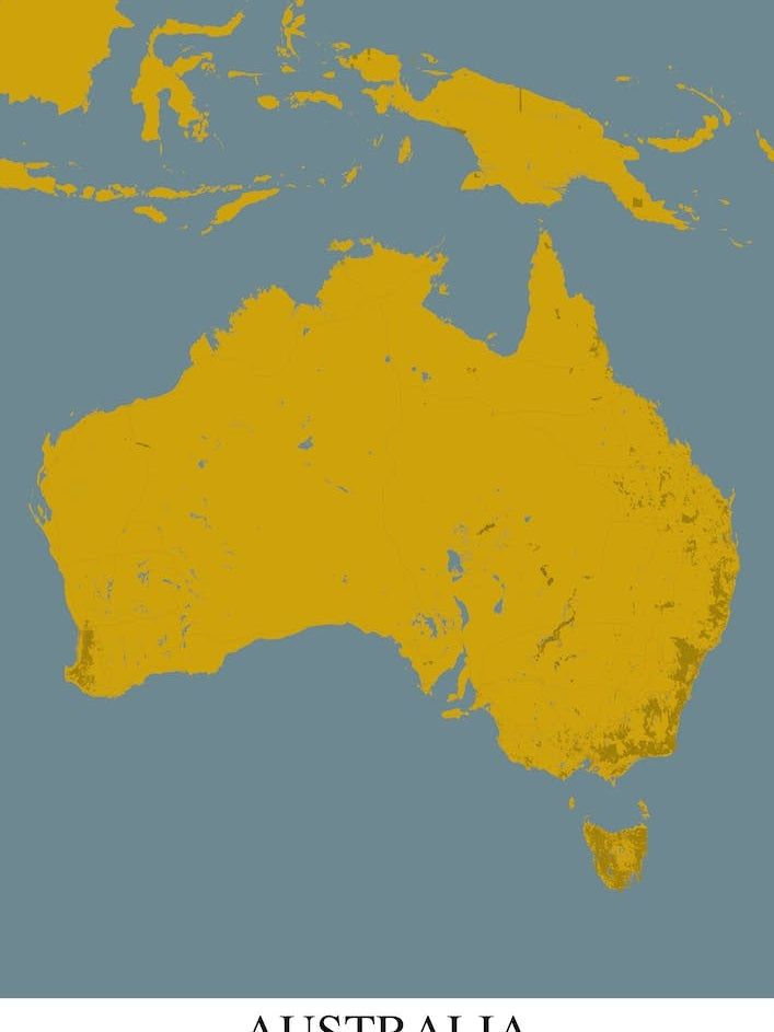Australia Yellow Blue Map