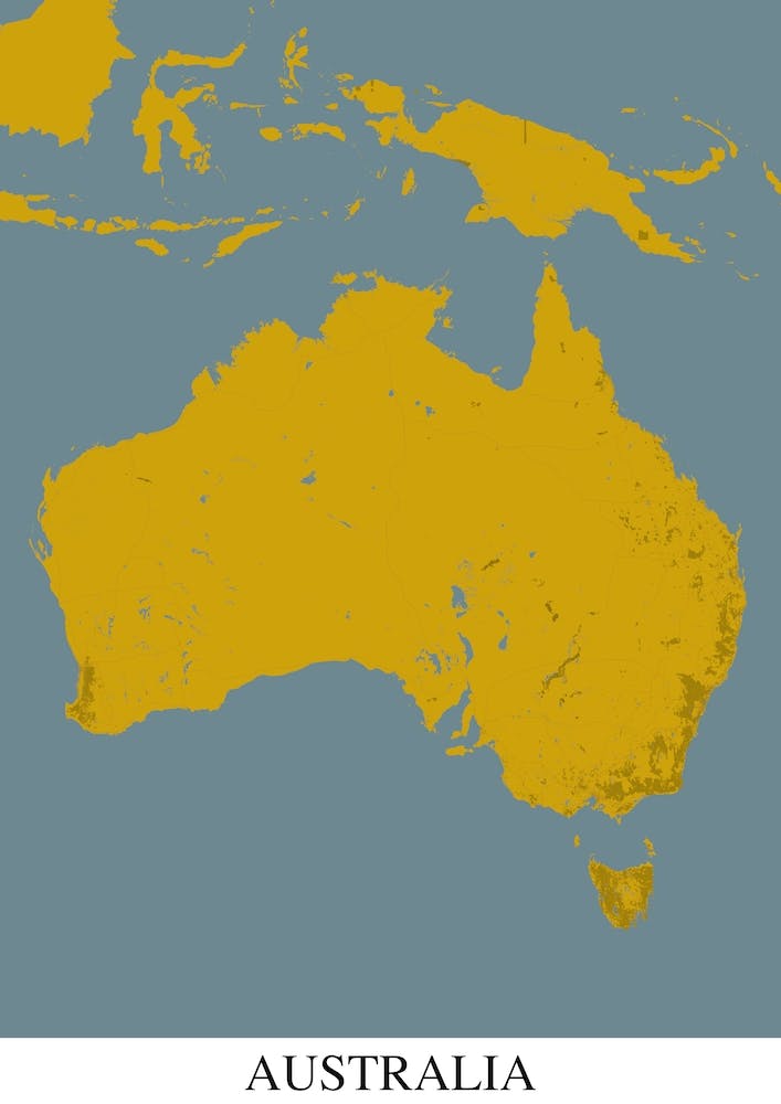 Australia Yellow Blue Map