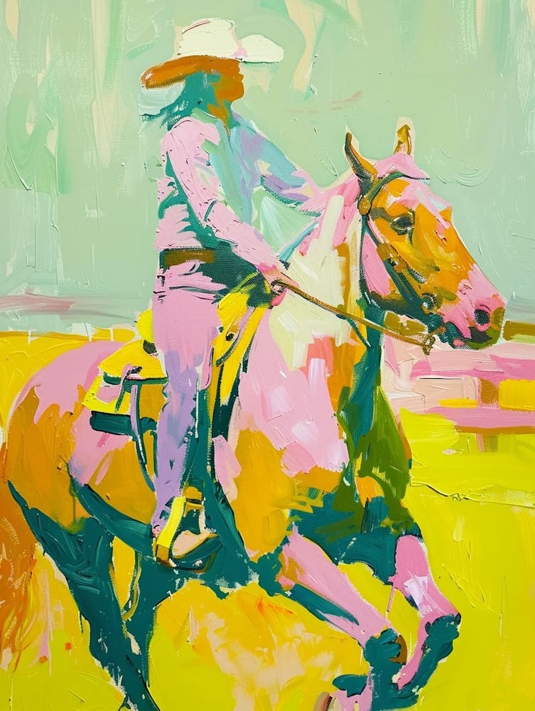 Blue And Yellow Cowboy Painting 2