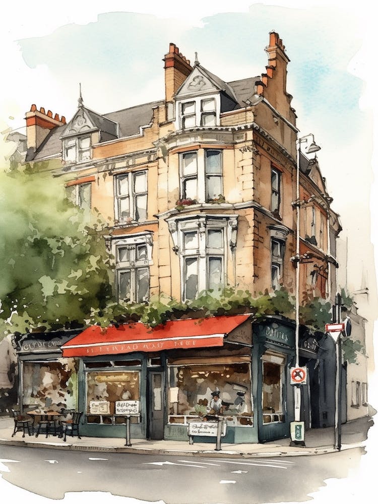 New Cross London Neighborhood, Aquarell 4