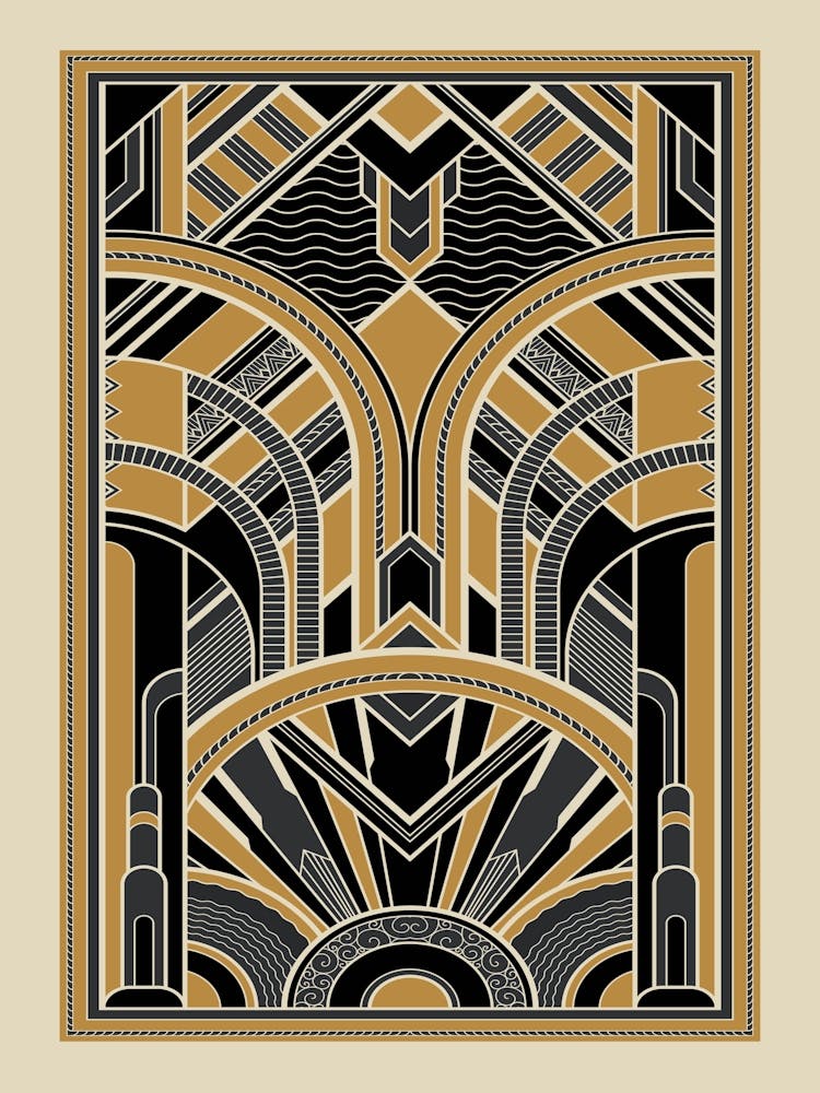 Motif Art Déco 2 Noir et Or
