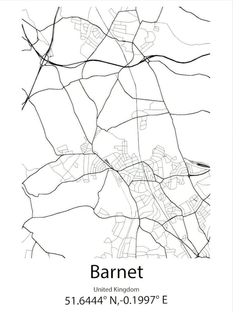 Barnet, United Kingdom Minimalistische Karte