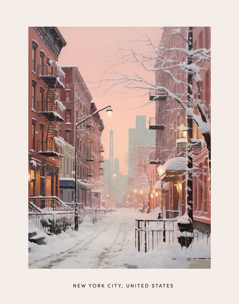 Dreamy Winter Painting Poster New York City Usa 1