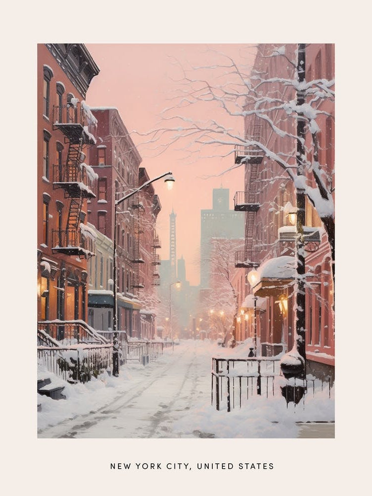 Dreamy Winter Painting Poster New York City Usa 1