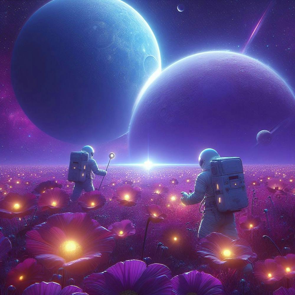 Spacemen Collecting Samples