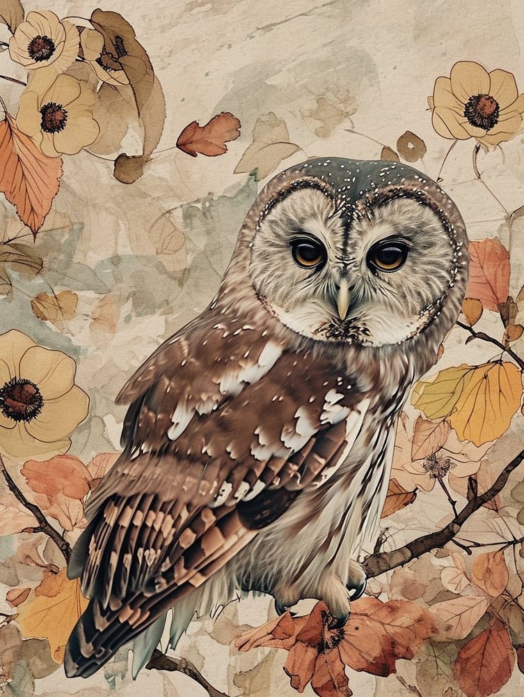 Boreal Owl Japanese Painting 3