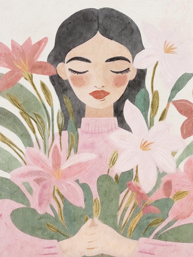 Female Portrait with Flowers