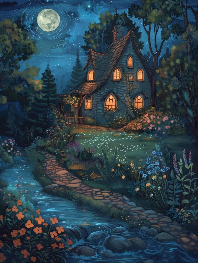 Fairytale House At Night