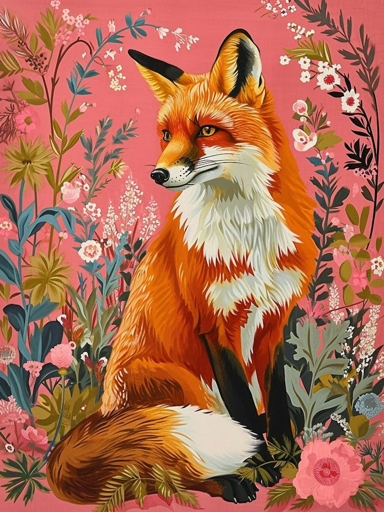 Floral Animal Painting Fox 2