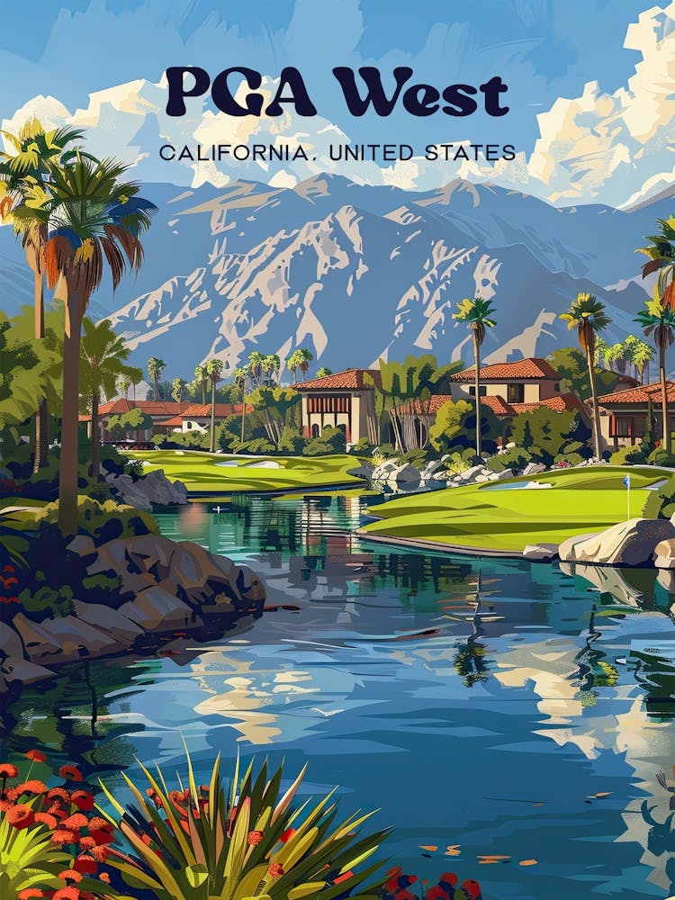 PGA West California Travel Illustration