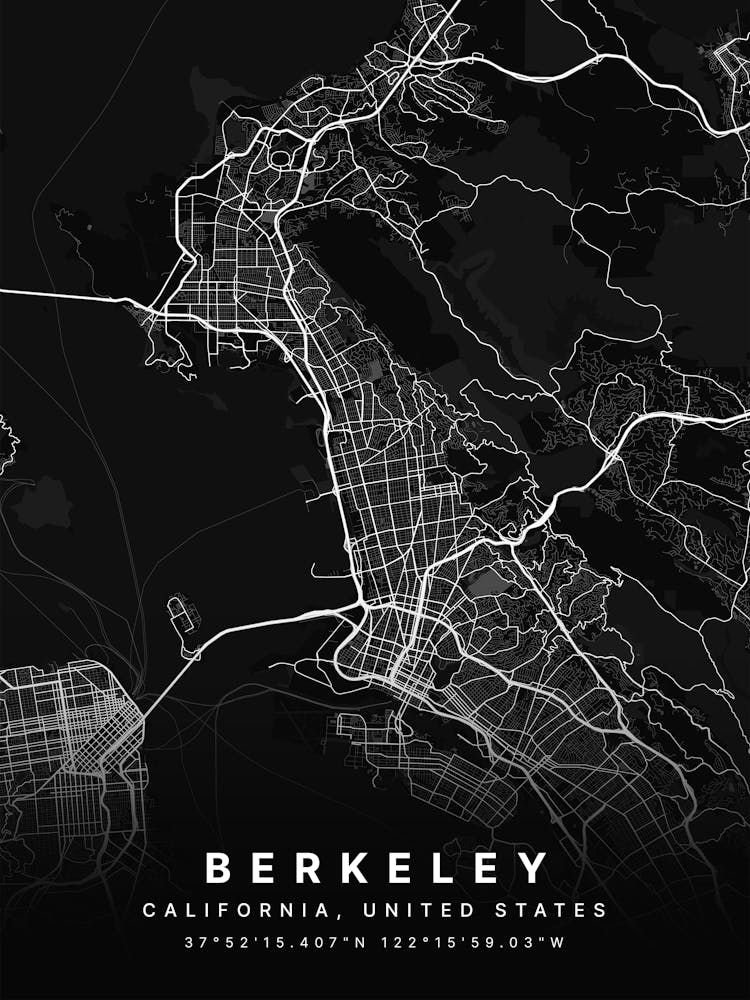 Berkeley California USA Black Map