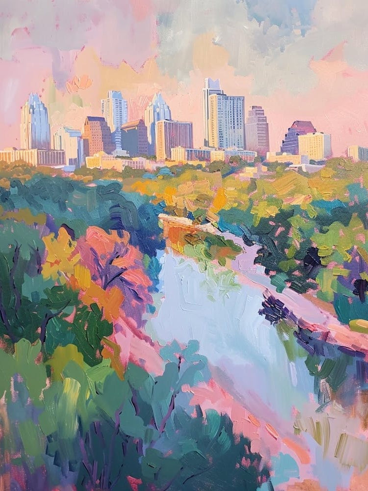 Mount Bonnell Austin Texas Oil Painting 1