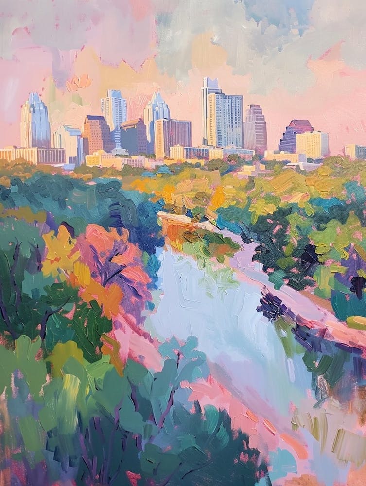 Mount Bonnell Austin Texas Oil Painting 1