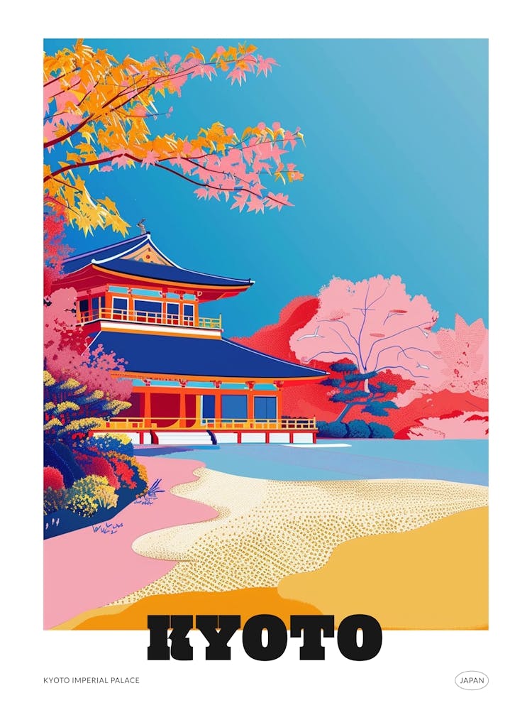Kyoto Imperial Palace 1 Colourful Illustration Poster