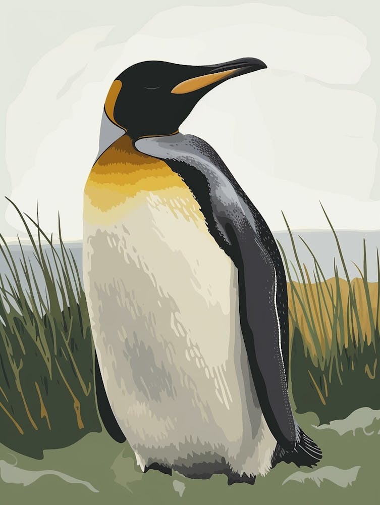 Manchot Empereur Deception Island Illustration Minimaliste 1