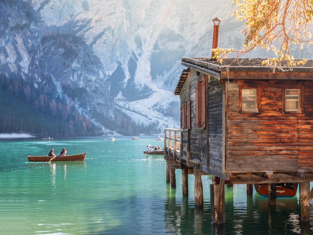 Lake Braies in Autumn Stunning Dolomites Landscape