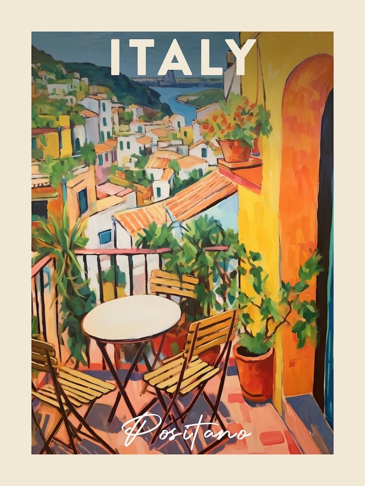 Positano Italy 4 Fauvist Painting Travel Poster