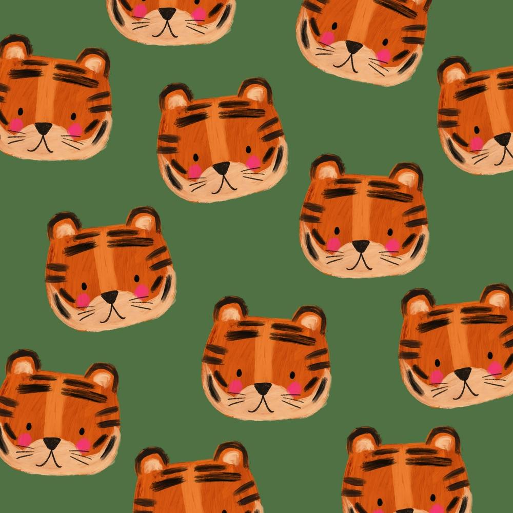 Tiger Pattern Green Square