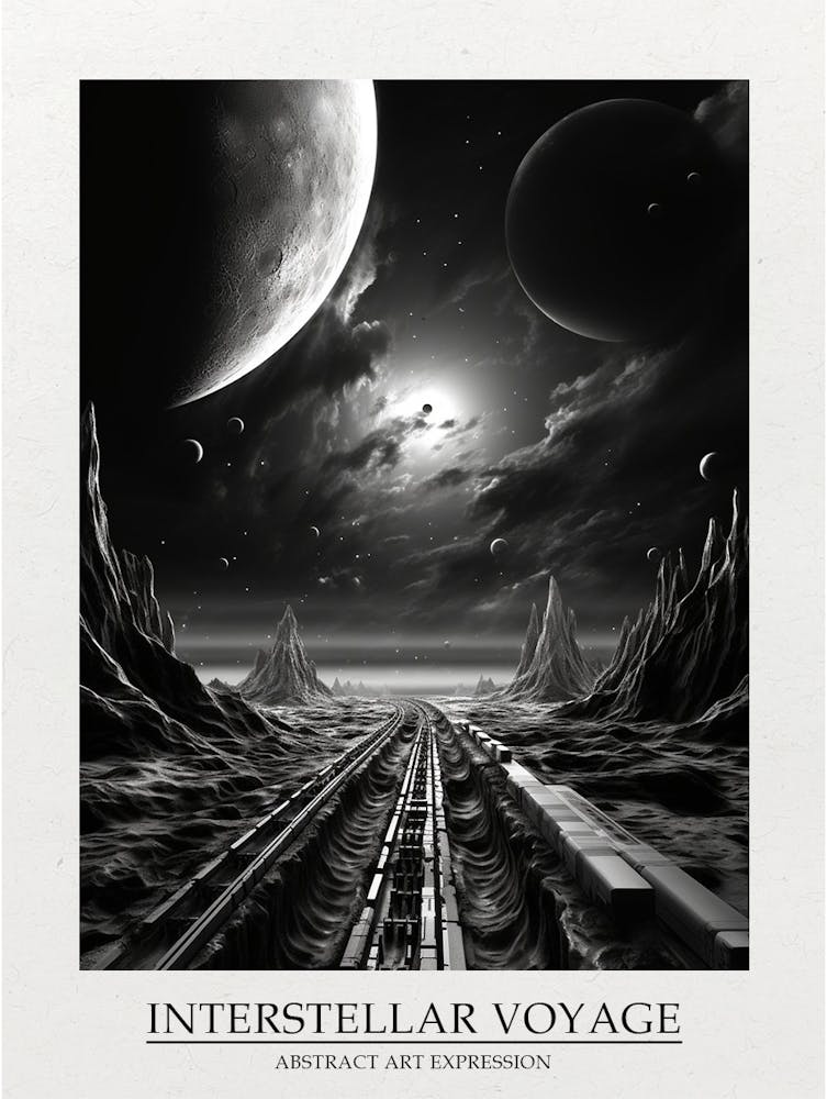 Interstellar Voyage Abstract Black And White 9 Poster