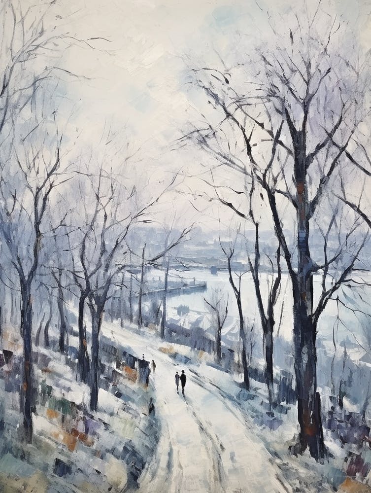Winter-Stadtpark Gemälde Kalemegdan Park Belgrad Serbien 1