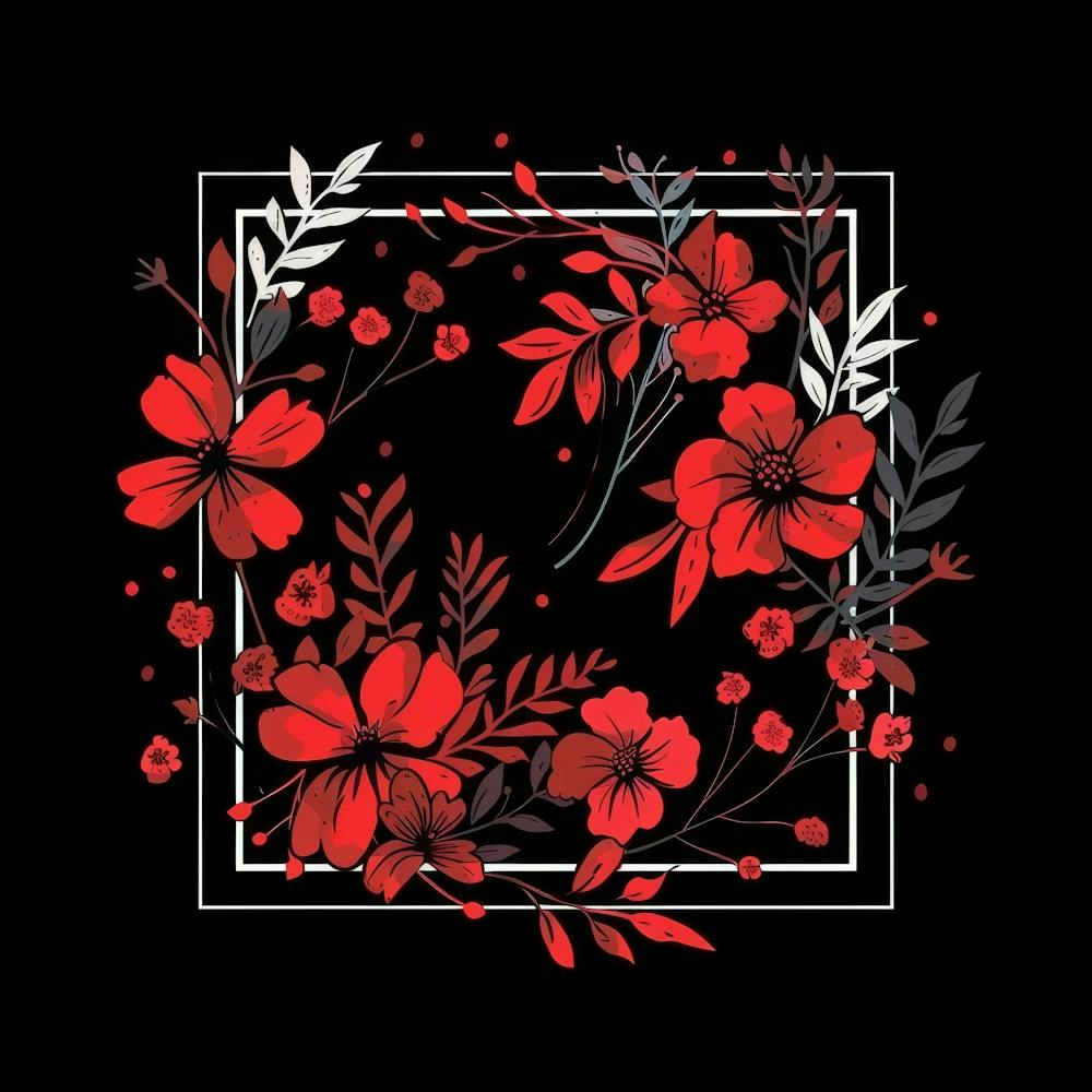 Fleurs Rouges Dans Un Cadre 1