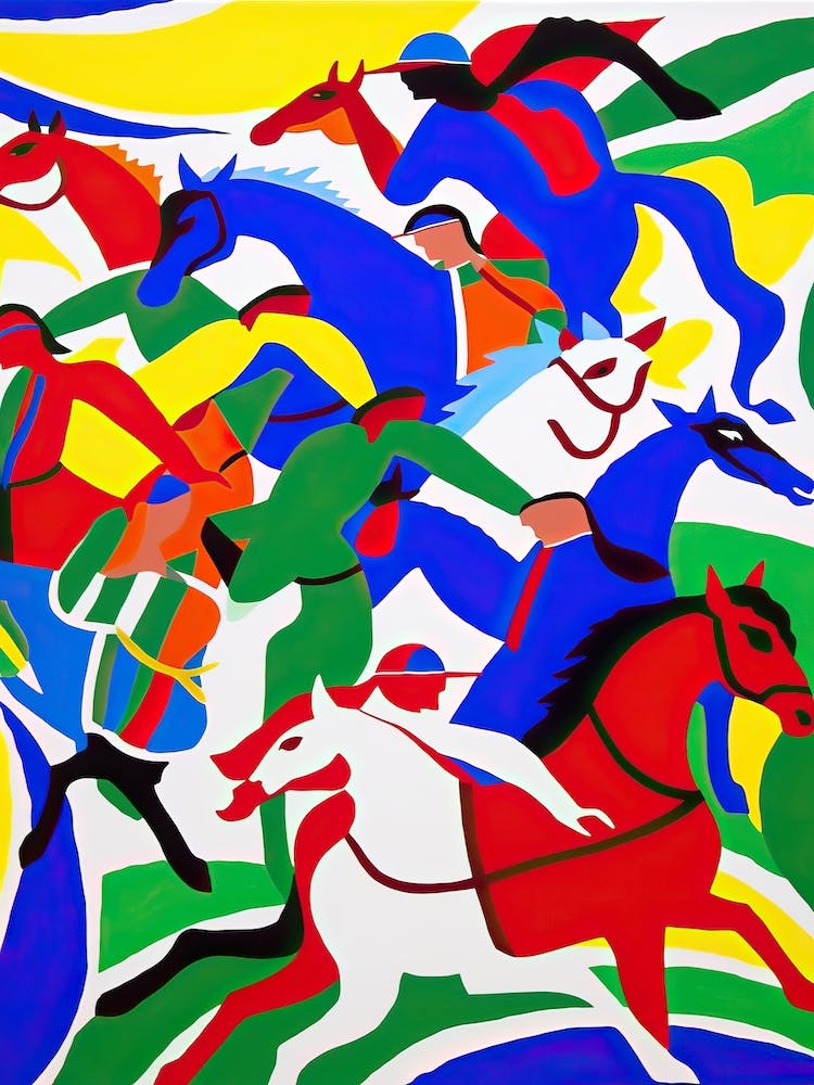 Horse Racing In The Style Of Matisse 1