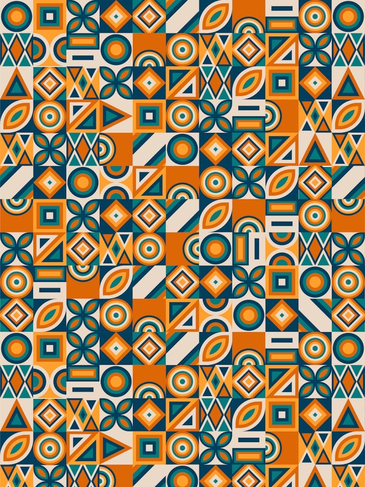 Abstract Geometric Pattern - Bauhaus Azulejo geometric pattern, mosaic #3