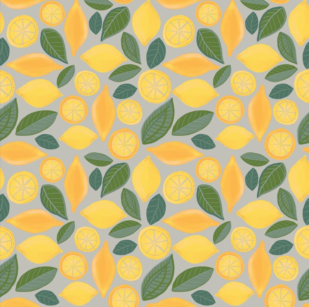 Lemons On A Grey Background