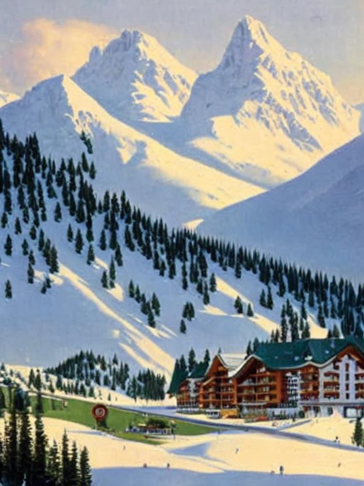 Oberstdorf, Germany Ski Resort Vintage Landscape 4 Skiing Poster