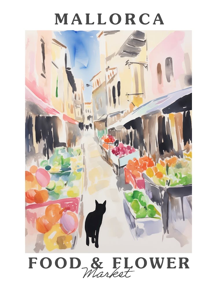 Food Market With Cats In Mallorca 2 Poster